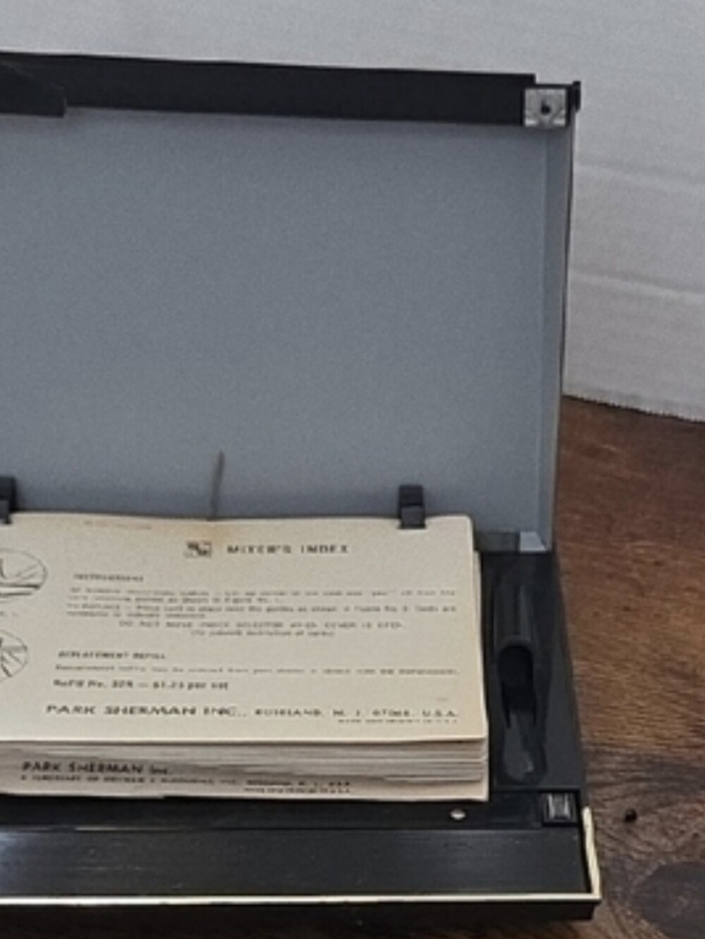 Park Sherman Mixers Index, a bar accessory designed to hold cocktail recipes